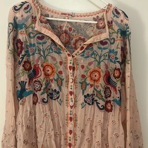 Johnny Was Embroidered Button Down Blouse Size M see notes please!
